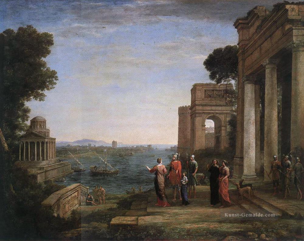 Aeneas Abschied von Dido in Carthago Landschaft Claude Lorrain Strand Ölgemälde